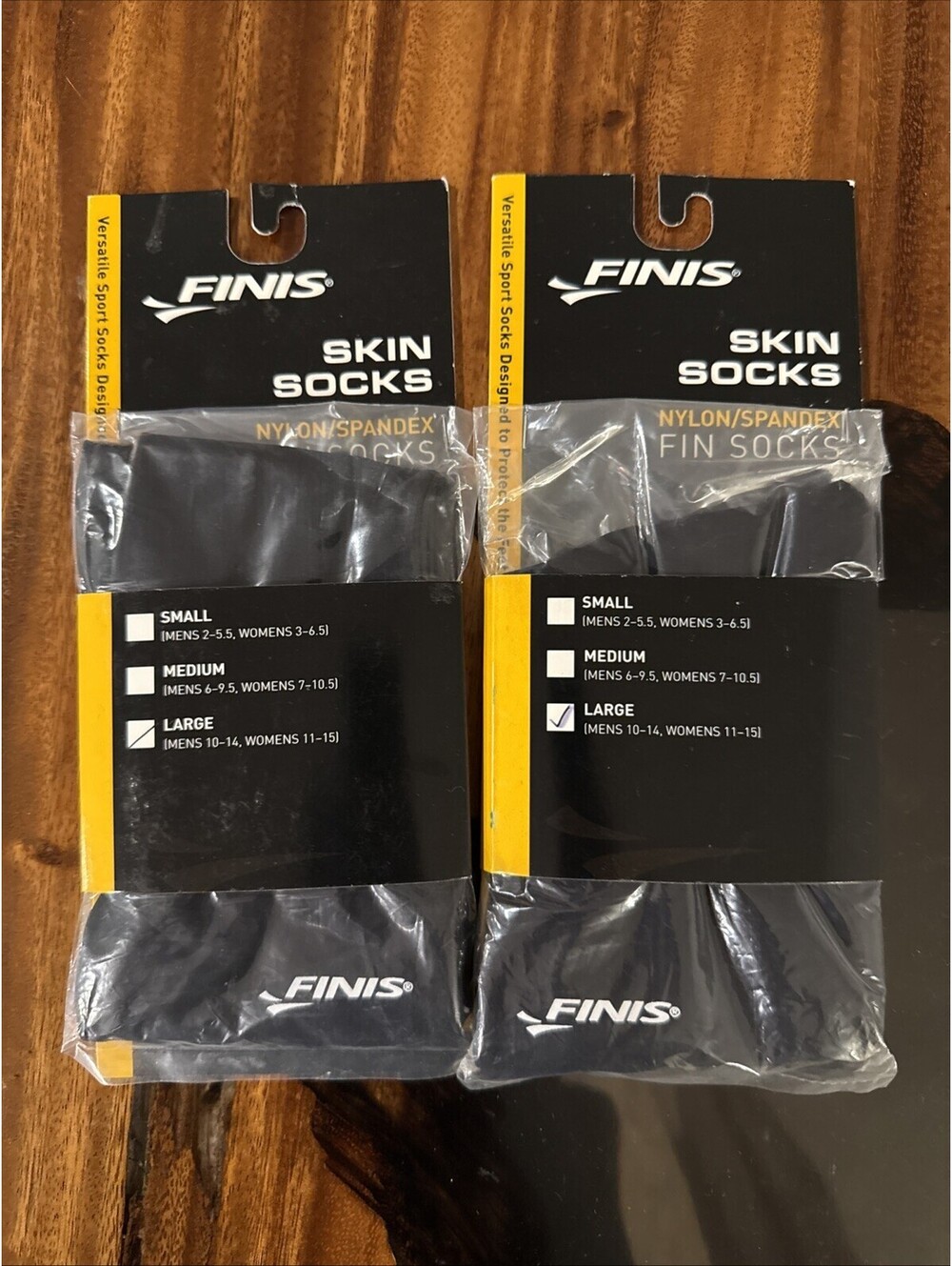 Lot of TWO Pairs NEW Finis Dive Scuba Snorkel Fin Skin Diving Socks LARGE Black